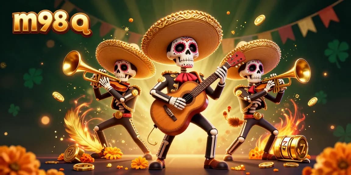 Win big with m98 q while enjoying the vibrant Day of the Dead casino illustration.