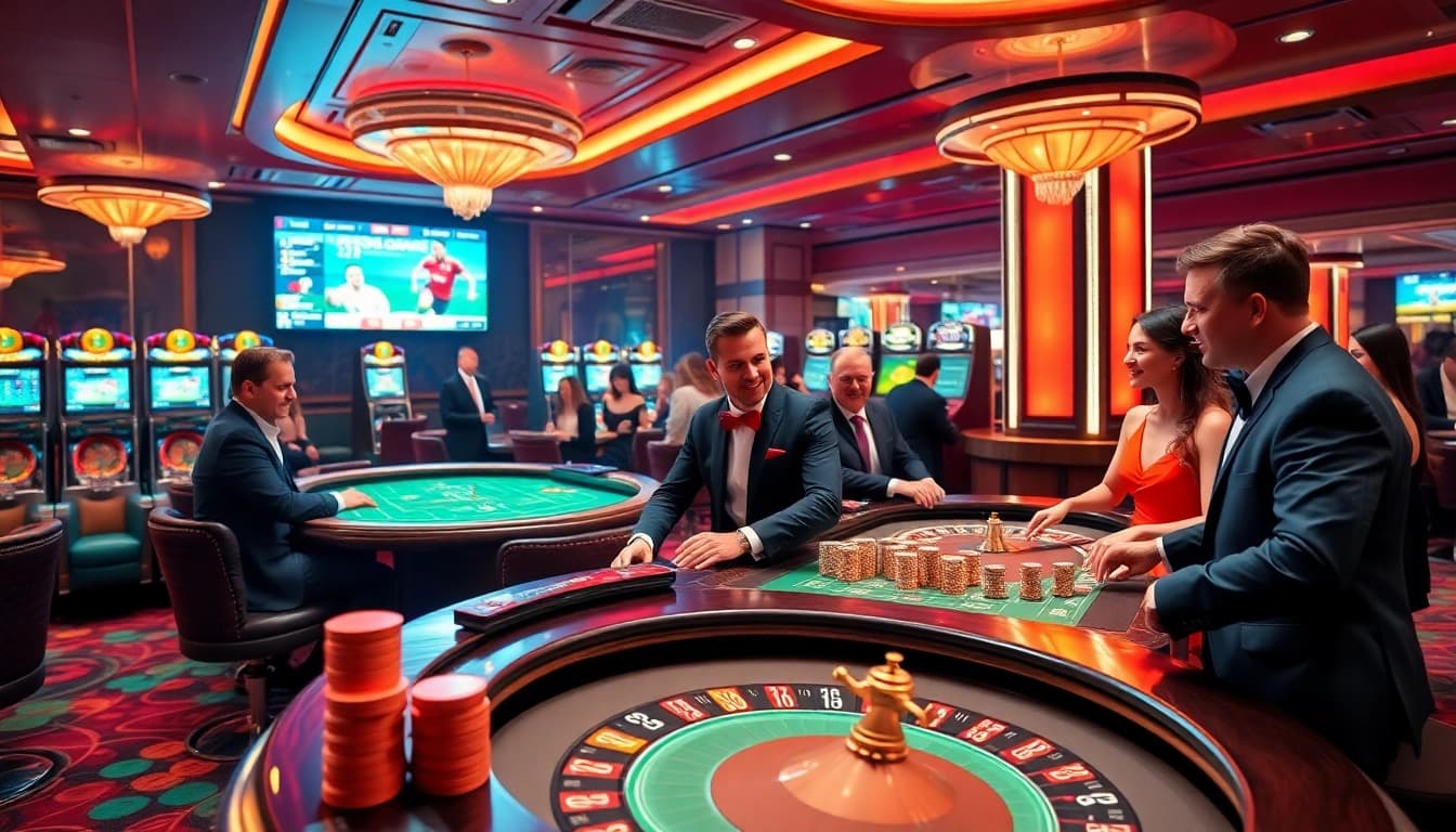 Exciting view of gamblers enjoying quality games at Luongsontv casino platform with vibrant atmosphere.