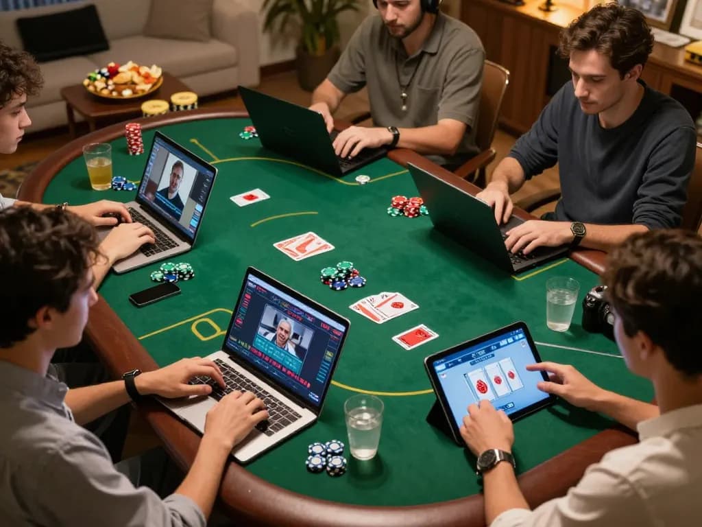 Players enjoying an exciting online gaming experience at 32win, strategizing and competing in virtual poker.