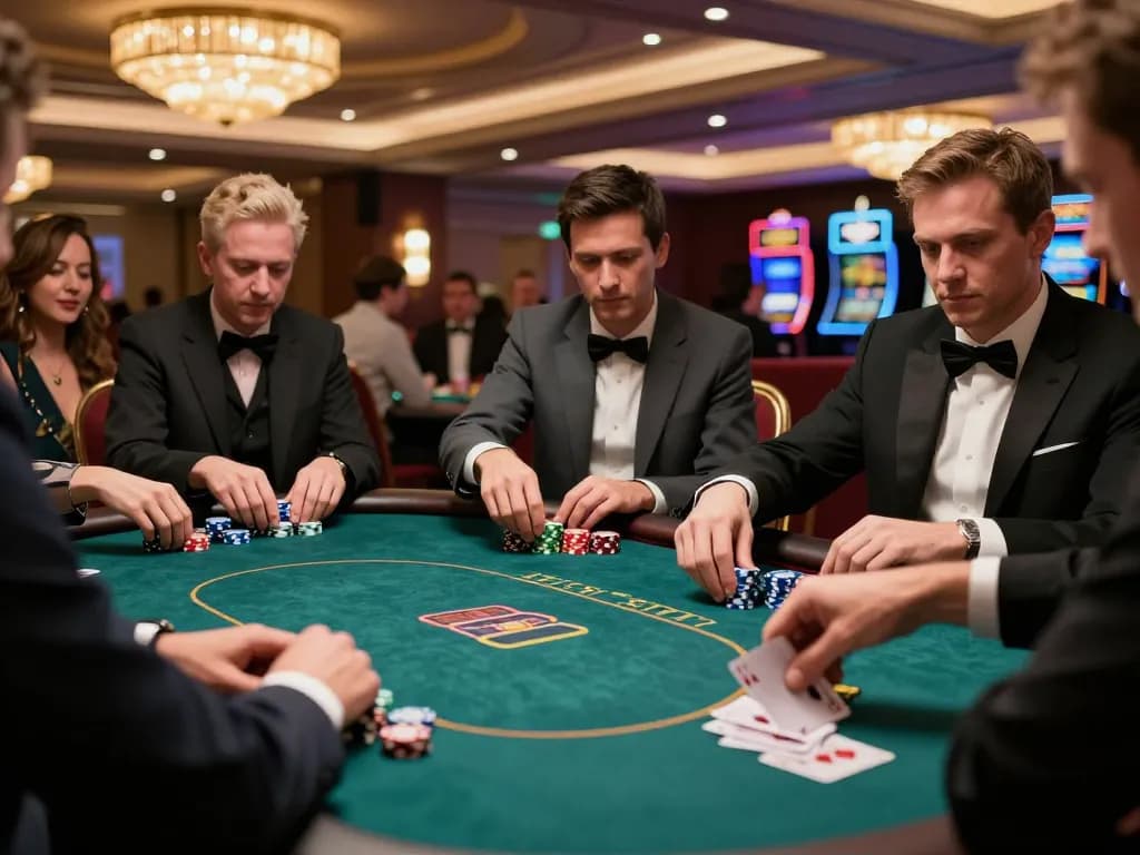 Players engaged in poker at LLwin casino, showcasing high stakes and strategic gameplay