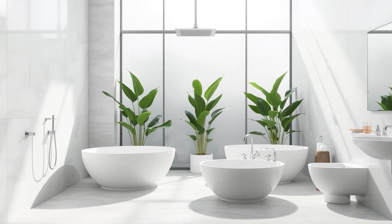 Elegant shower bases showcased in a bright, modern bathroom setting