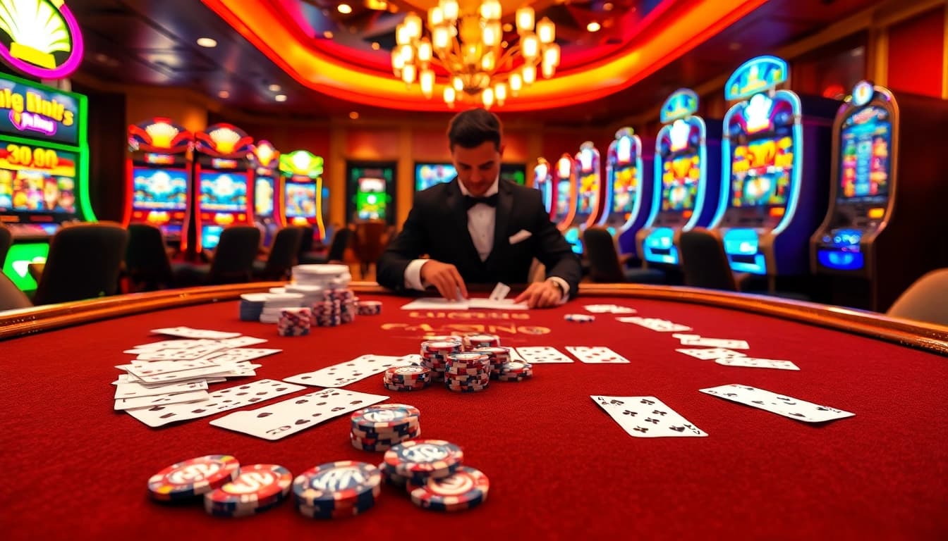 Experience the thrill of GG88 slot Link with vibrant casino tables and sleek slot machines.