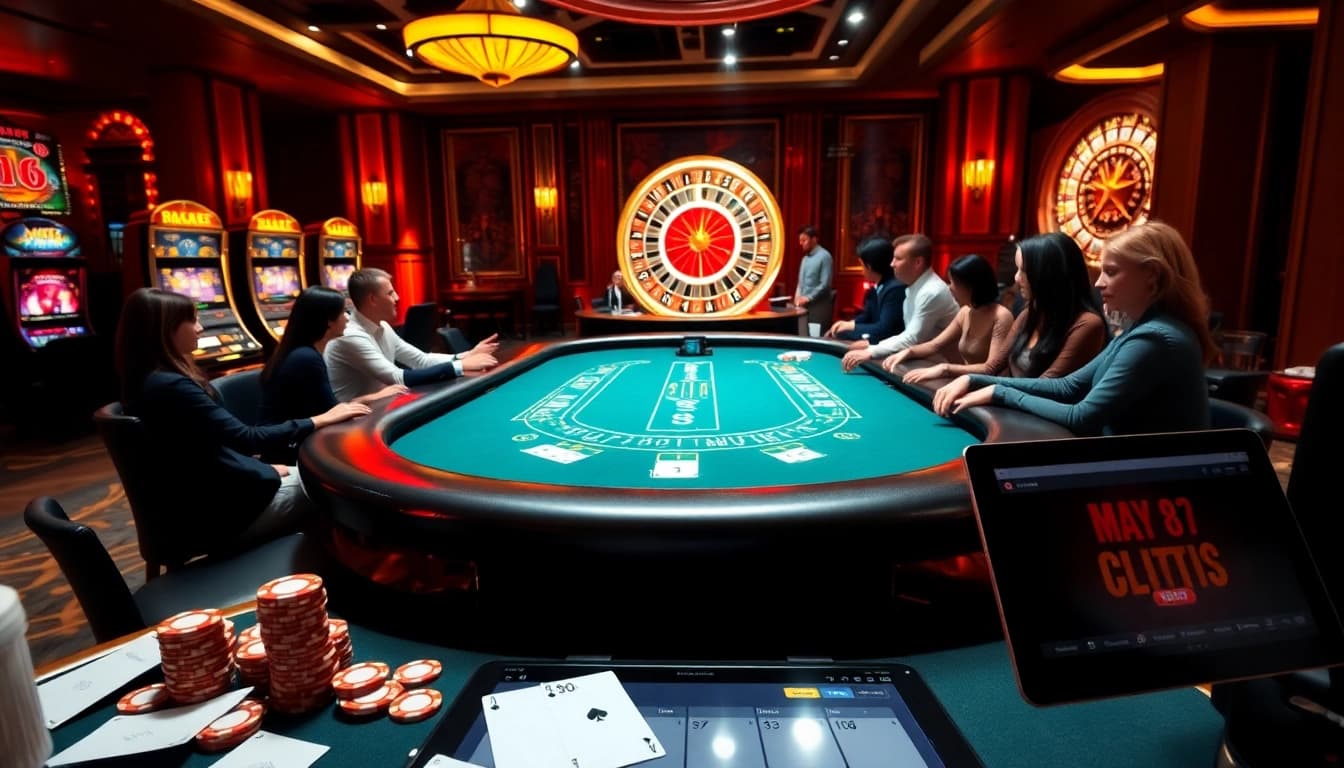 Engage in thrilling gaming experiences at https://may88.click/ with vibrant casino tables and energetic players.