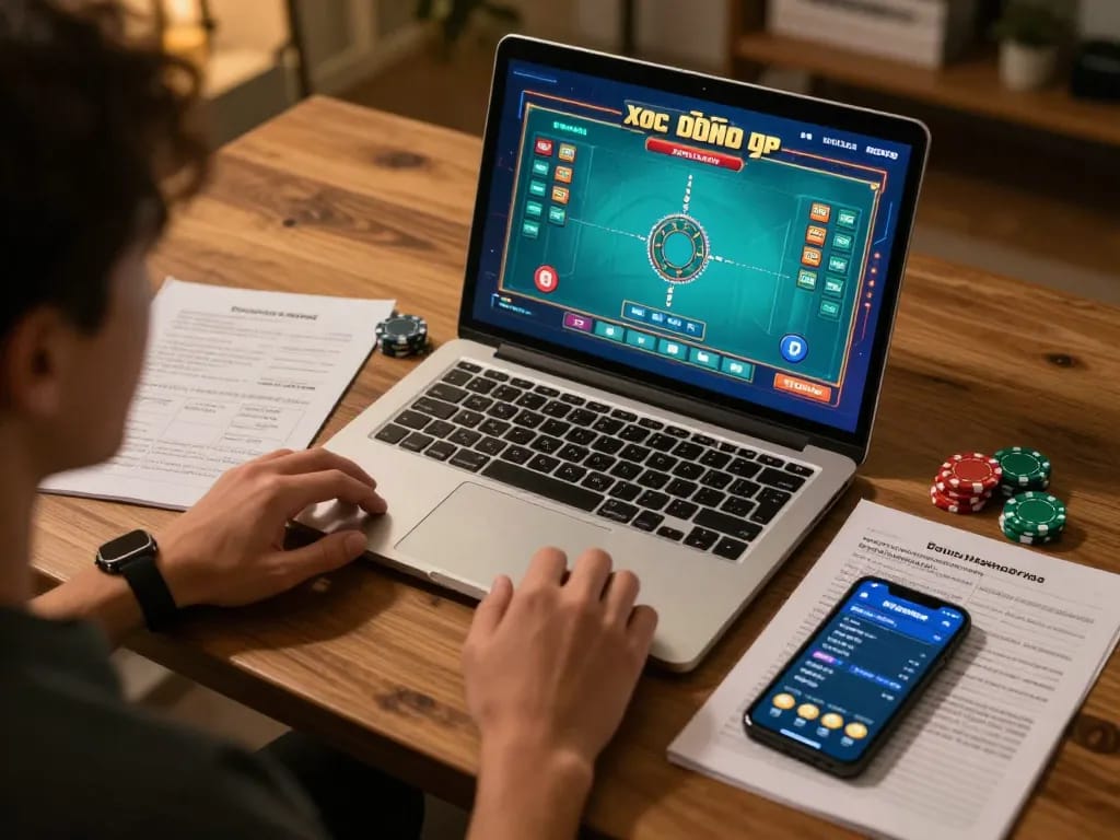 Xóc đĩa online game display on a laptop illustrating strategic gameplay decisions.
