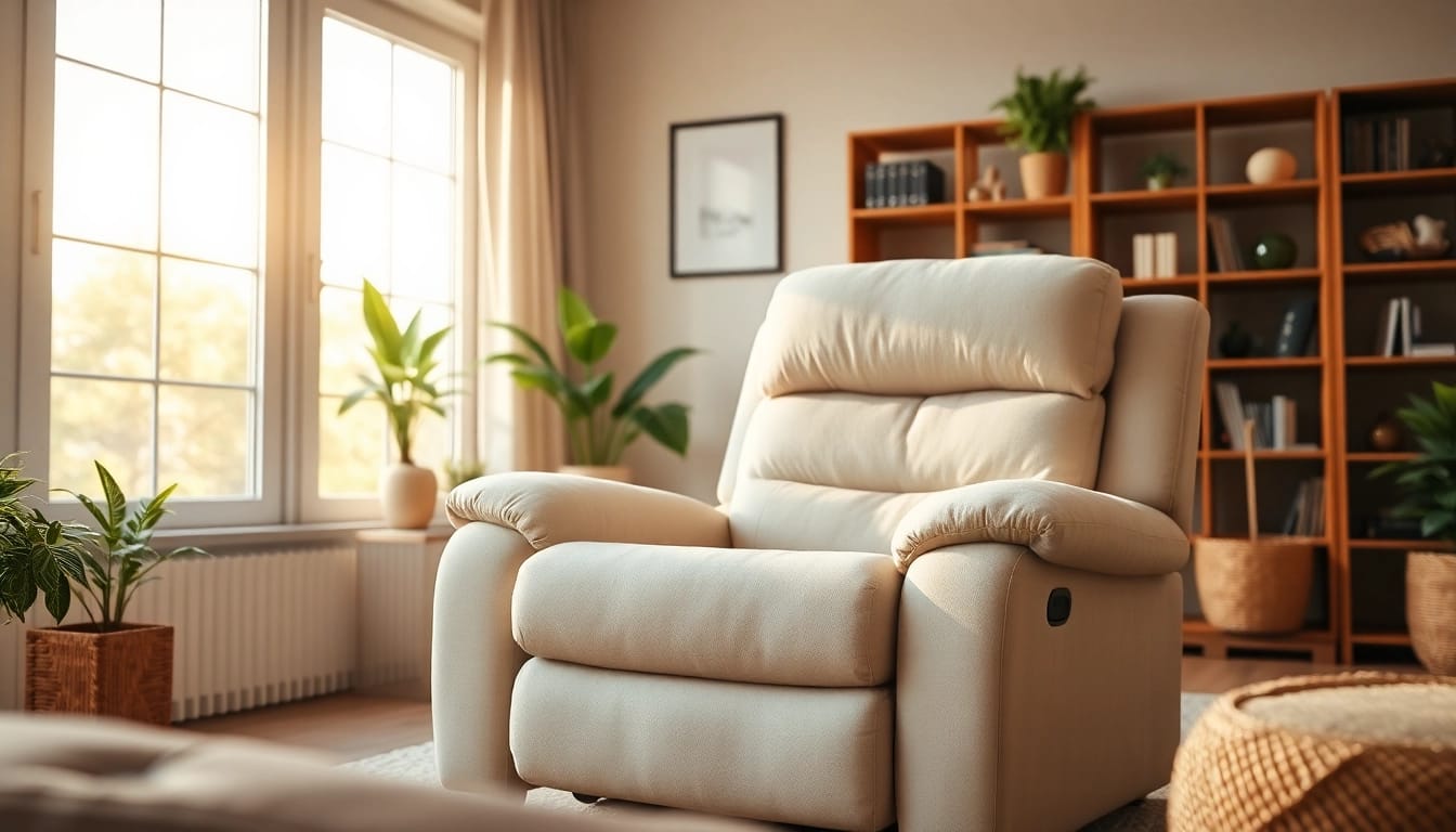 Experience ultimate comfort in this luxurious recliner sleeper chair nestled in a warm living room setting.