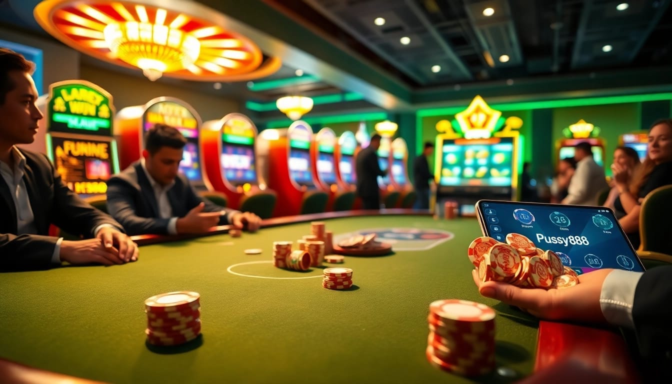 Experience the thrill of gambling with the pussy888 apk on vibrant casino tables.