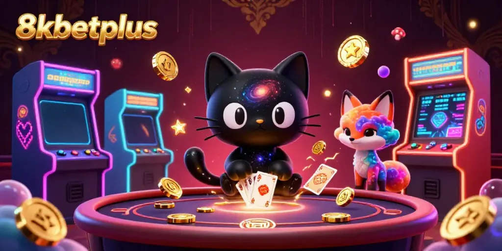 Engage in cosmic casino adventure with 8xbetplus's dynamic gaming experience featuring enchanting creatures and golden winnings.