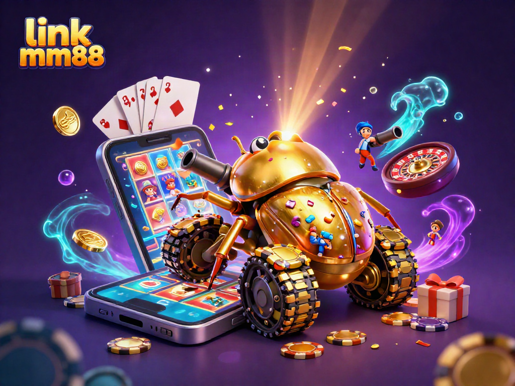 Engage with link mm88 at a vibrant virtual casino scene showcasing playful 3D elements.
