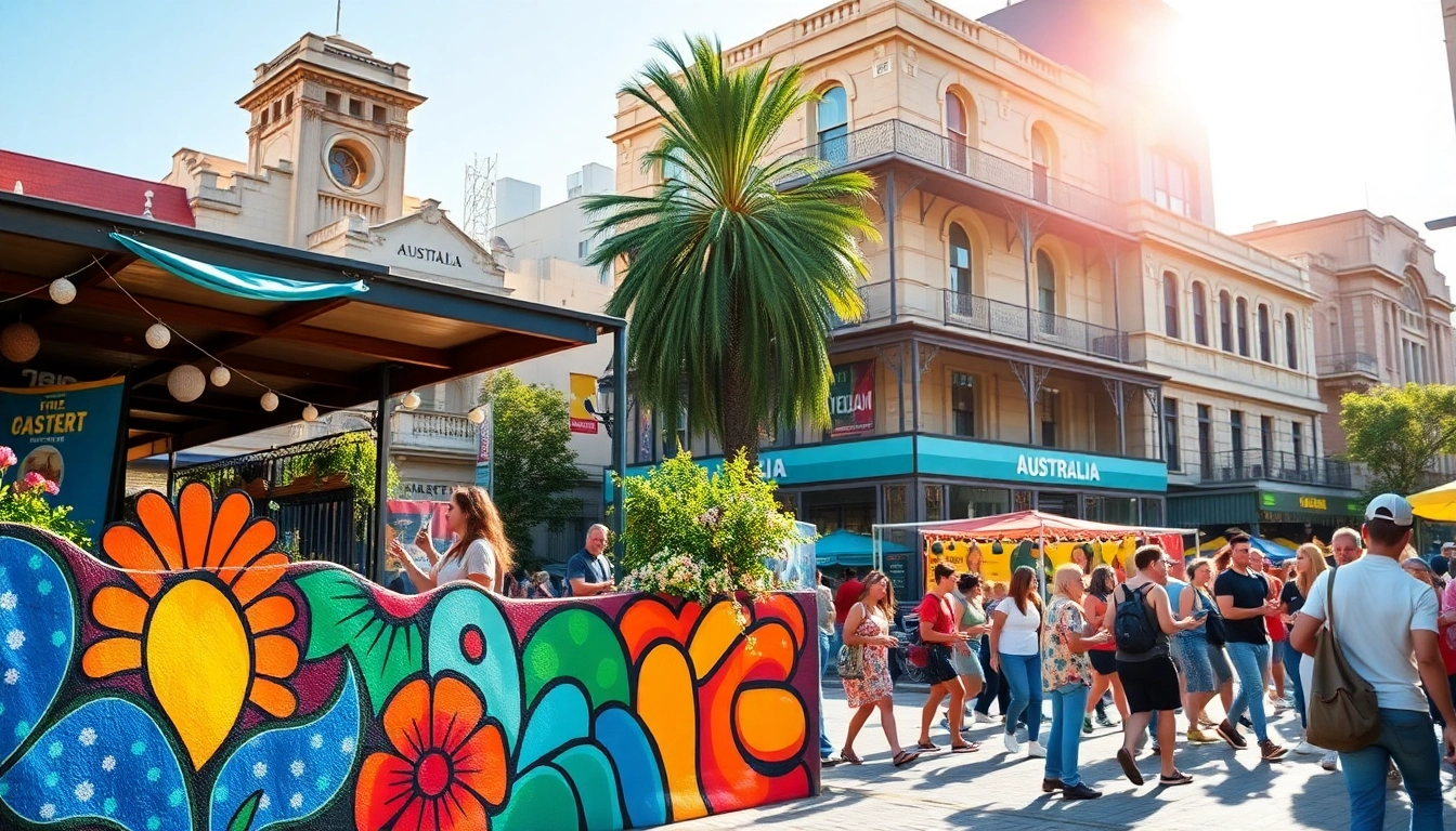 Experience Australia's vibrant culture through lively street festivals and art displays.