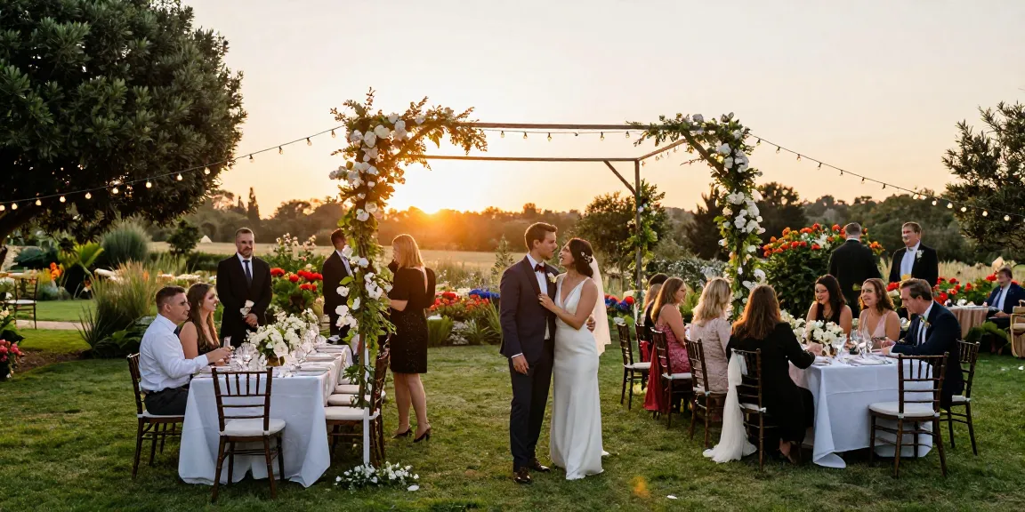 Marquee hire London - romantic outdoor wedding setup under a decorated marquee.