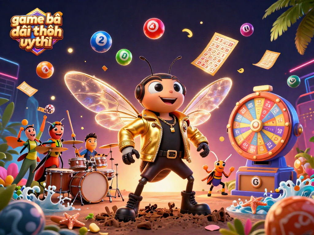 Engage with game bài đổi thưởng uy tín through vibrant 3D illustration showcasing dynamic elements of lottery and gaming.
