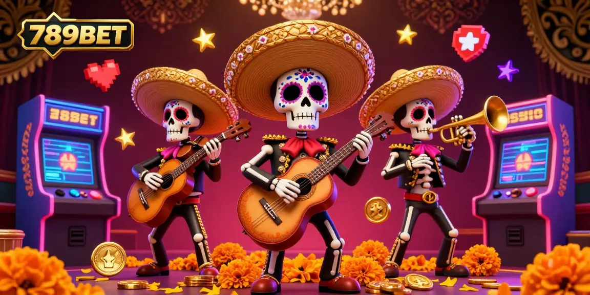 Experience thrilling gaming action with 789BET's vibrant casino scene featuring a lively mariachi band and colorful game elements.