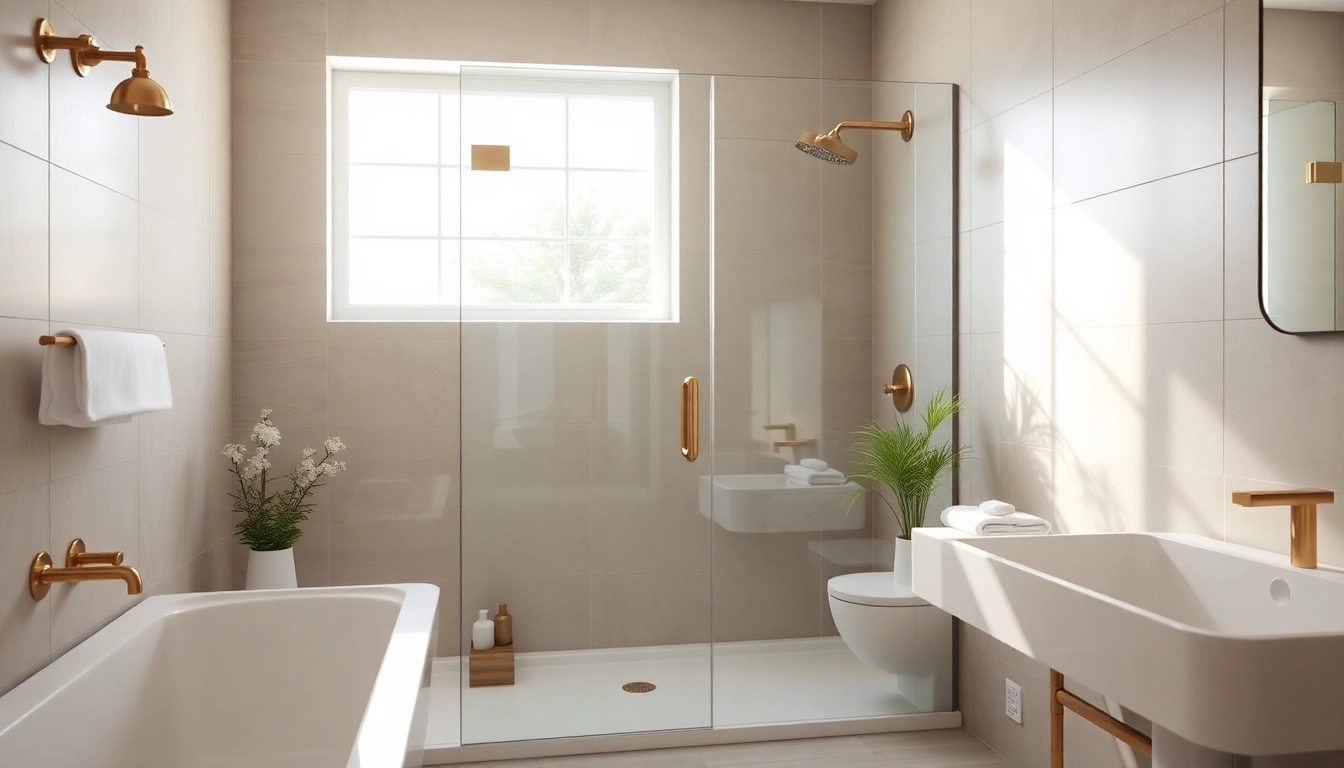 Stylish shower screen door enhancing modern bathroom decor with elegant fixtures.