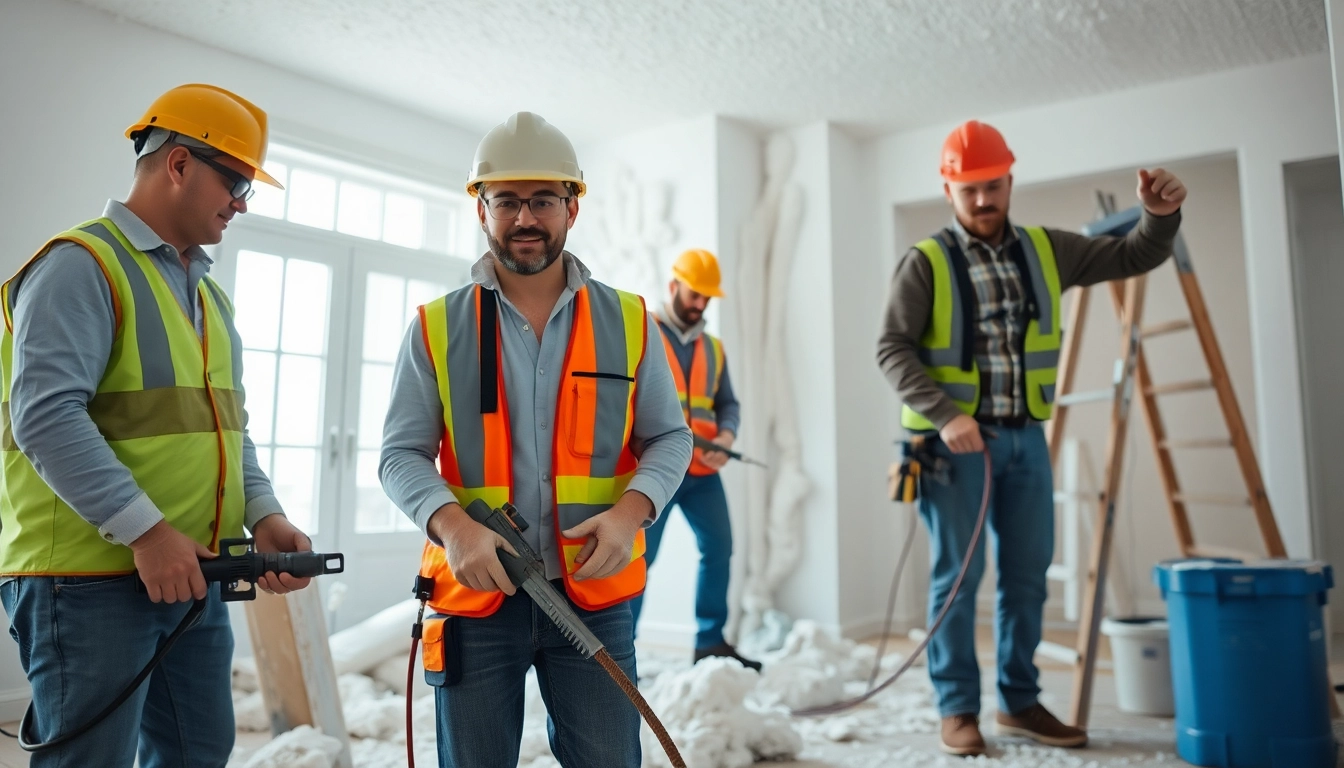 Efficient spray foam removal companies UK team removing insulation with professional tools.