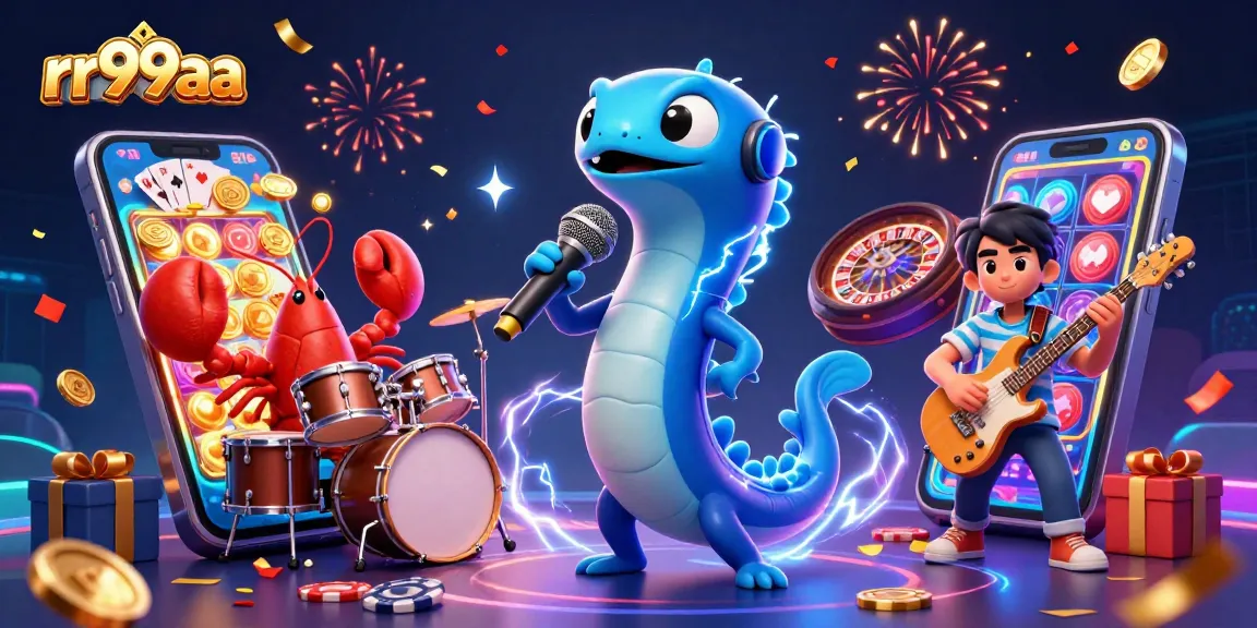 Engage with rr99aa featuring an electric eel DJ amidst a vibrant underwater casino setup.
