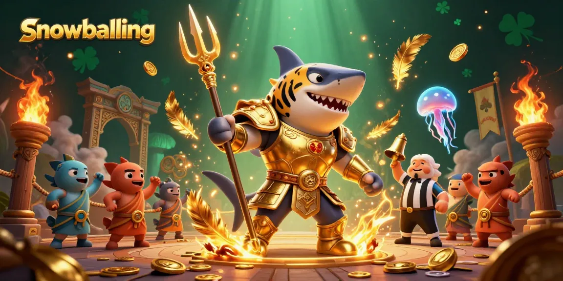 Snowballing in a vibrant underwater colosseum showcases thrilling action and casino stakes.