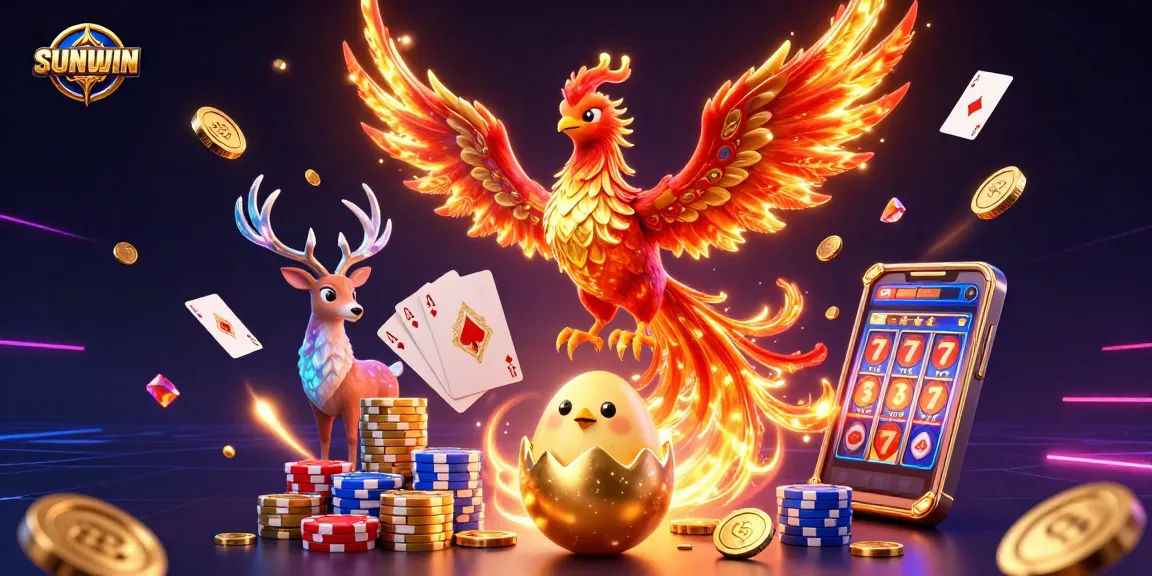 SUNWIN players experiencing vibrant gaming excitement with golden rewards and animated characters.