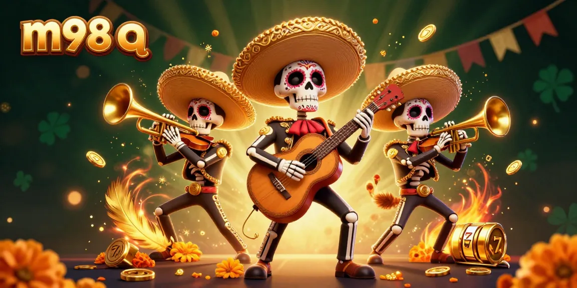 Win big with m98 q while enjoying the vibrant Day of the Dead casino illustration.