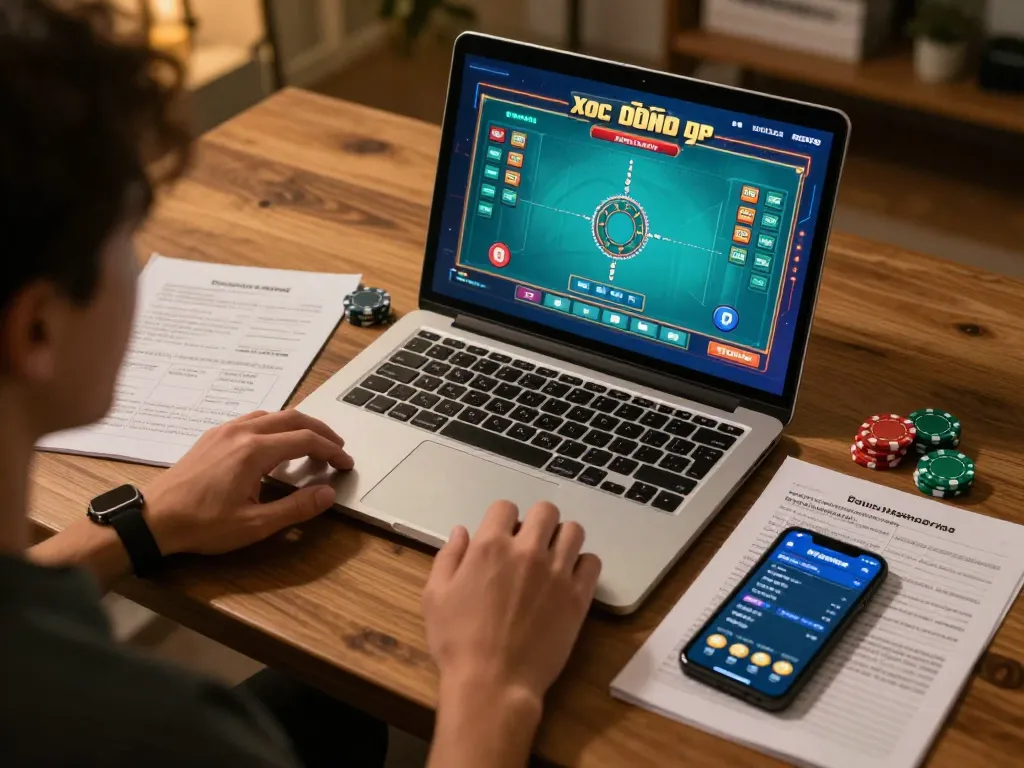 Xóc đĩa online game display on a laptop illustrating strategic gameplay decisions.