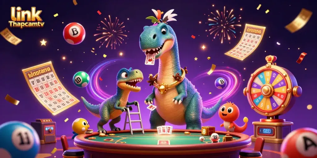Experience thrilling gameplay action with link Thapcamtv in a vibrant casino scene filled with excitement.