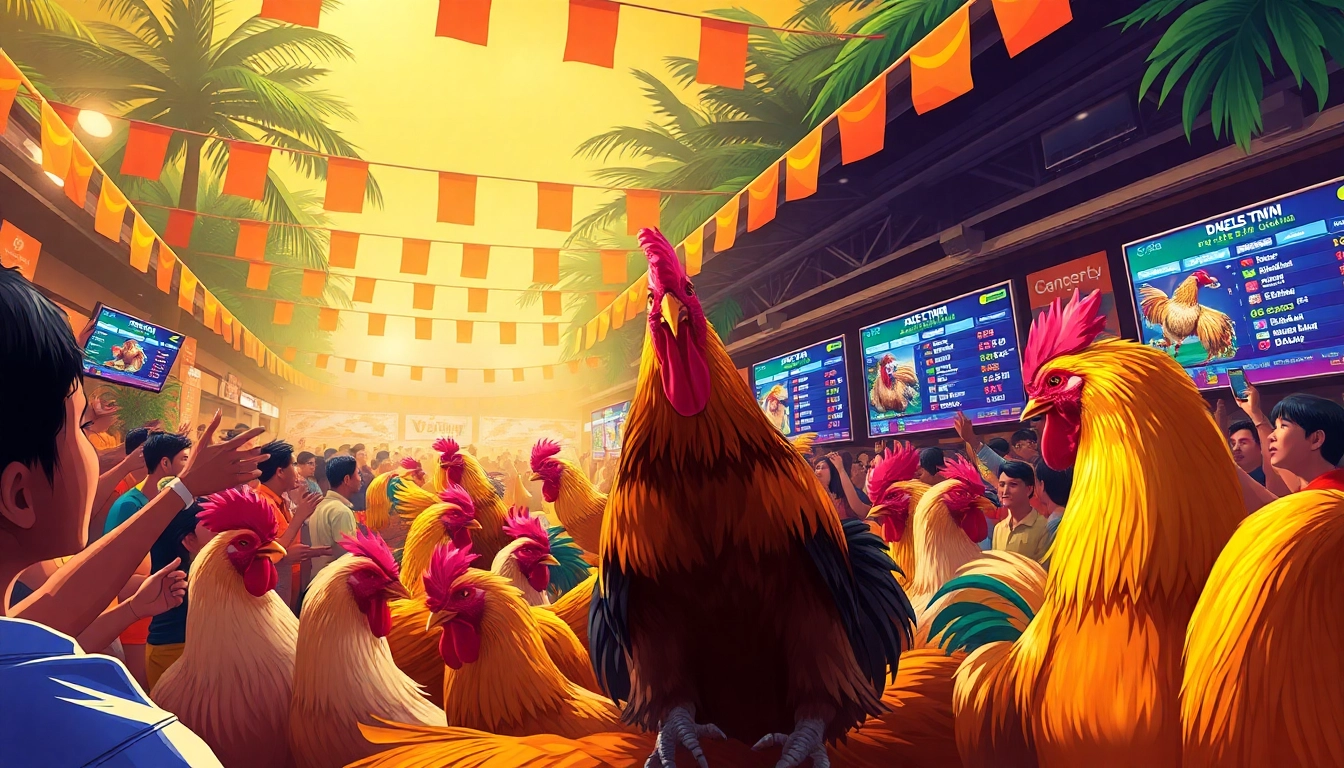 Experience live cockfighting excitement at dagawin.live, featuring vibrant crowds and dynamic matches.
