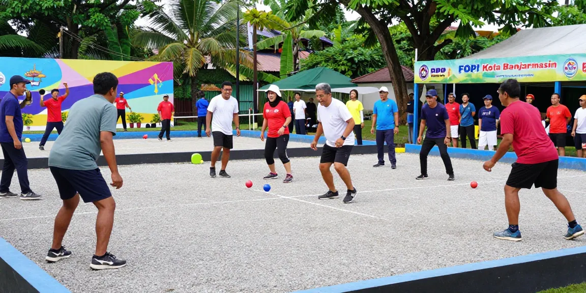 Engaged community petanque match showcasing FOPI Kota Banjarmasin at fopikotabanjarma.org, highlighting sportsmanship and local culture.