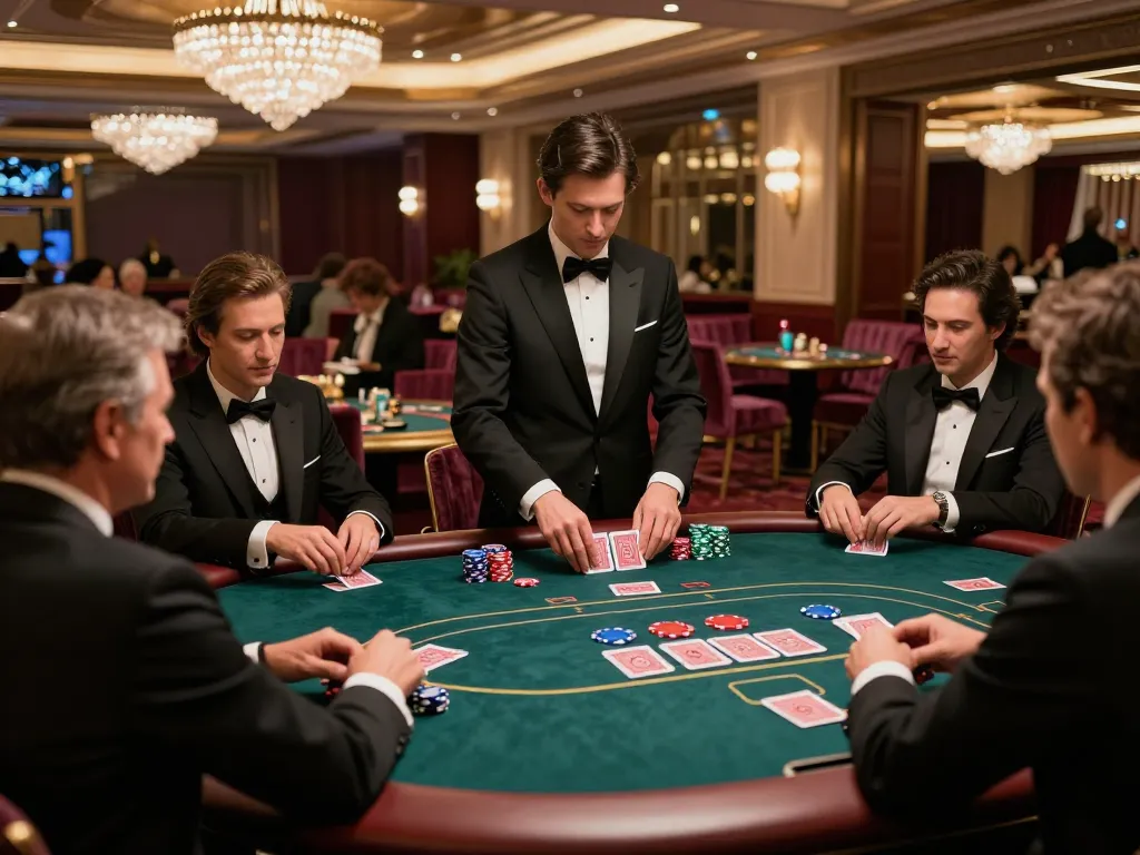 Players enjoying a high-stakes poker game at KP88 casino with luxurious ambiance.