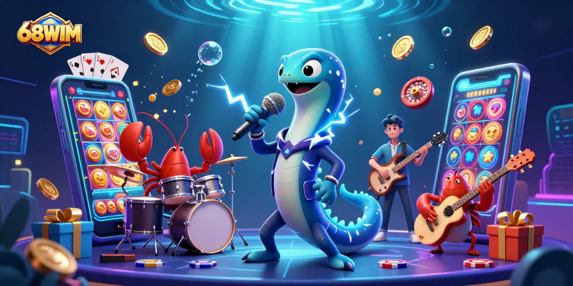 Activate your winning streak at 68WIM with a vibrant underwater casino illustration showcasing exciting games.