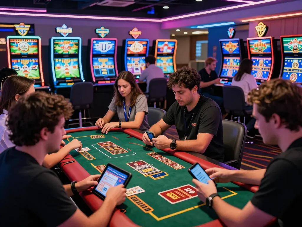 Vibrant casino scene featuring online gaming participants showcasing the excitement of betting at https://rikbet.in.net/.