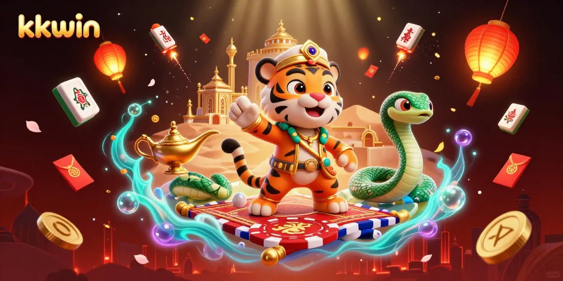 kkwin brings fortune with vibrant casino elements in a dazzling 3D digital illustration