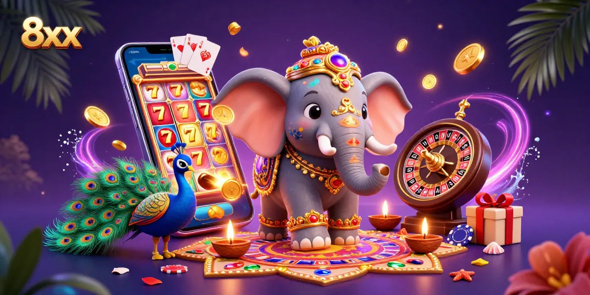 Experience thrilling gaming with 8xx in an immersive casino scene featuring vibrant characters and dynamic elements.