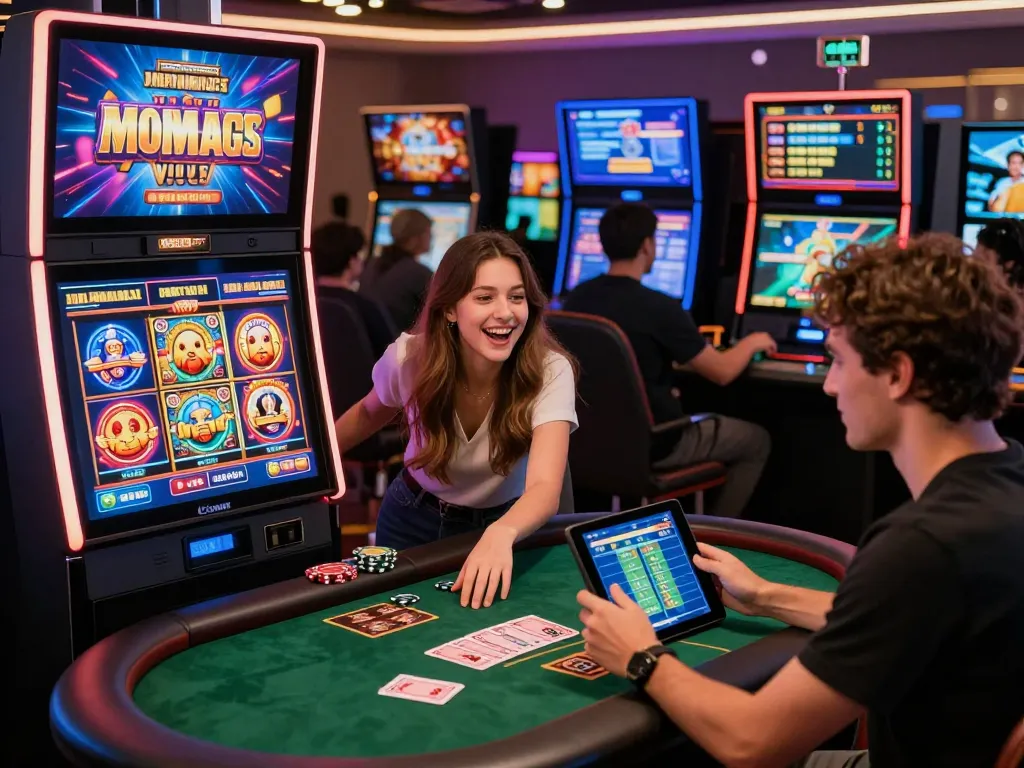 Players enjoying pg88 online gaming platform with vibrant slots and sports betting features in a modern digital setting.