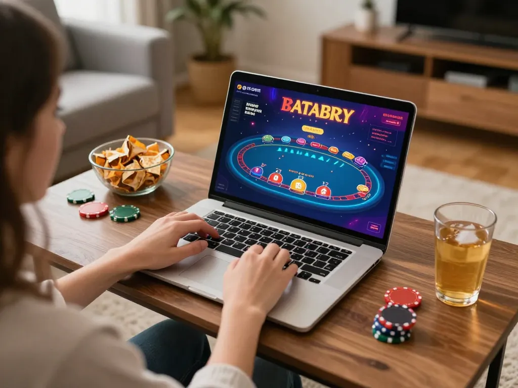 Player enjoying online poker at home, showcasing the fly88 gaming experience