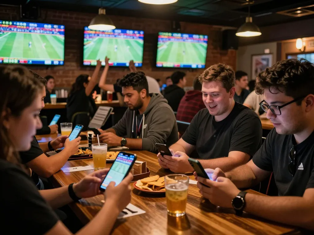 Bongdalu users celebrating wins while engaged in live sports betting at a lively sports bar