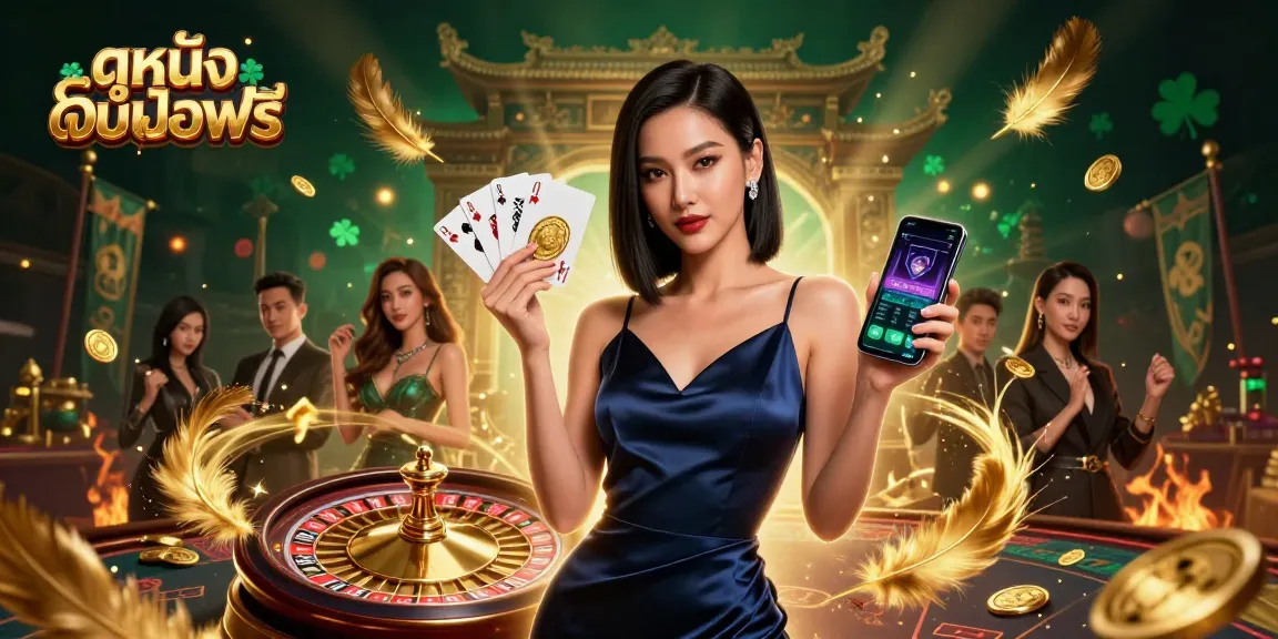 Engage with the immersive ดูหนังออนไลน์ฟรี experience while enjoying casino games in a vibrant 3D illustration.