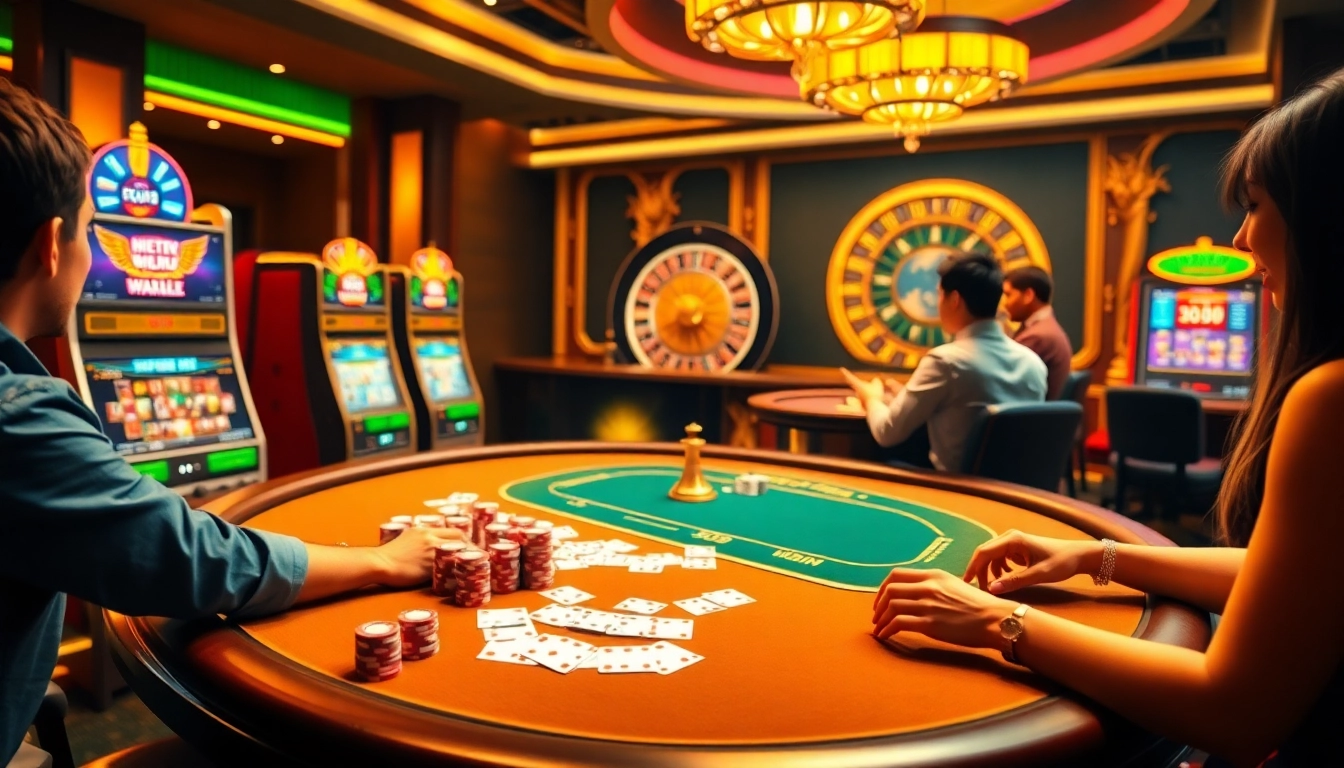 Experience thrilling gameplay at 399W, showcasing vibrant casino tables and players engaging in poker.