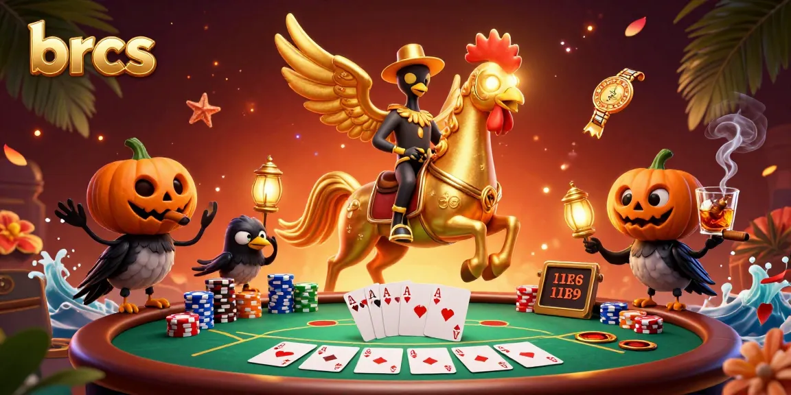 Engage with exciting gameplay at brcs, showcasing dynamic casino scenes with golden rooster and poker elements.