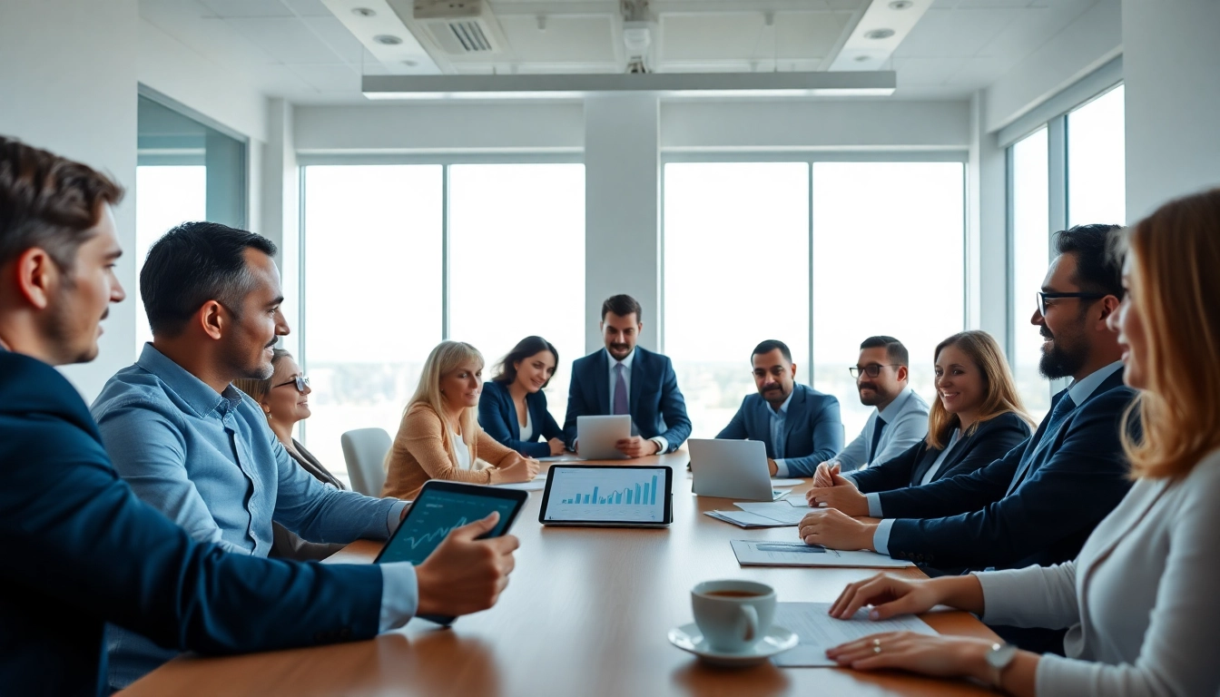 Mergers and acquisitions in the US discussed in a vibrant Miami office setting.