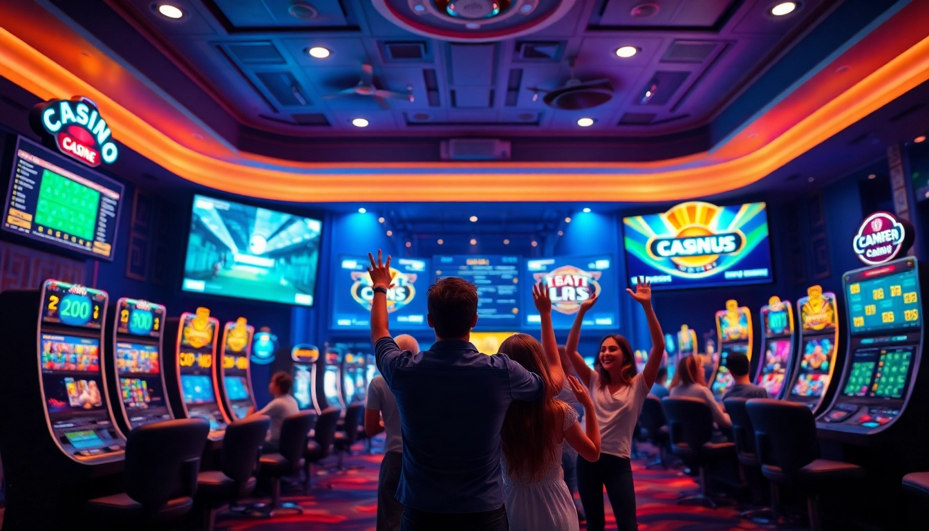 Exciting online casino atmosphere at good88.hu.net with players enjoying games and vibrant digital interfaces.