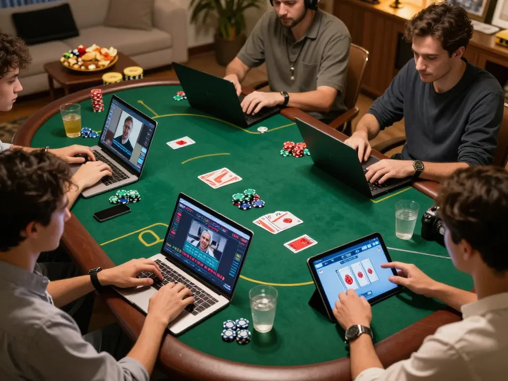 Players enjoying an exciting online gaming experience at 32win, strategizing and competing in virtual poker.