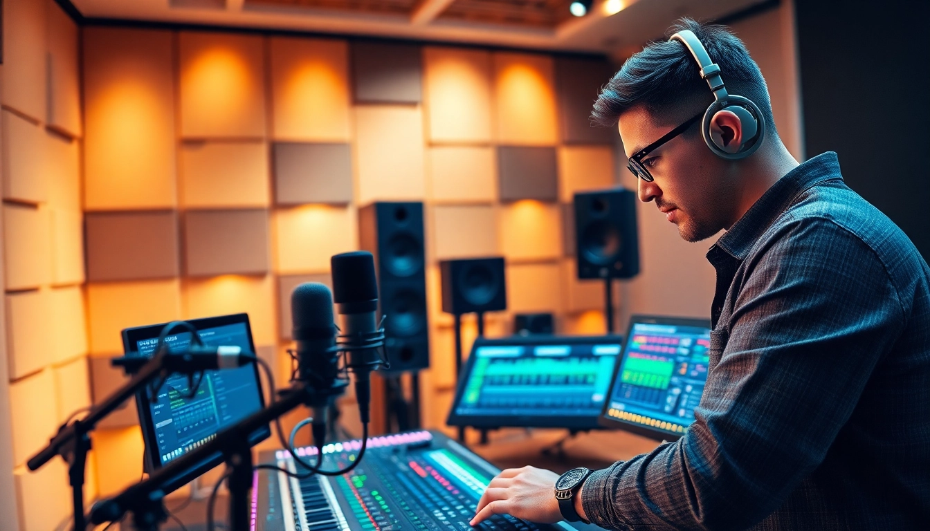 Enhance your tracks with professional online mastering services in a vibrant recording studio.