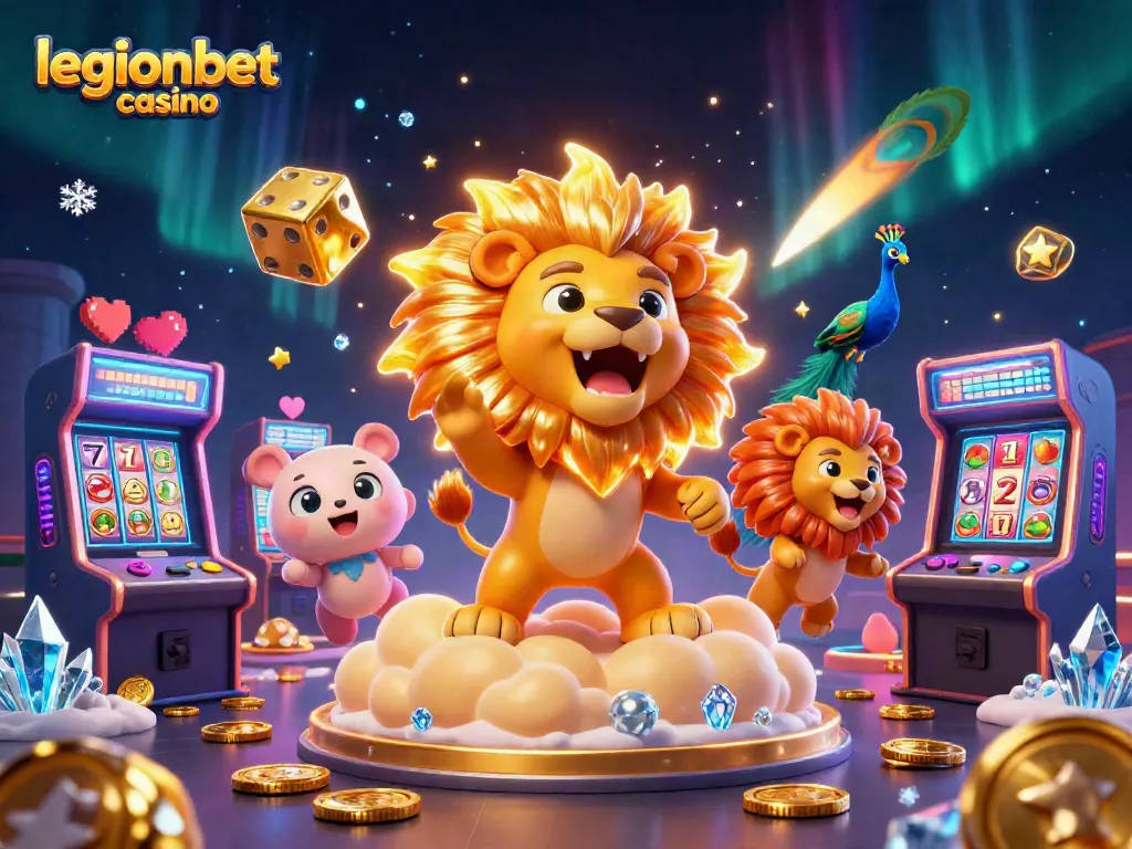 Experience the thrill at legionbet casino with vibrant 3D gaming elements and a majestic sun lion!