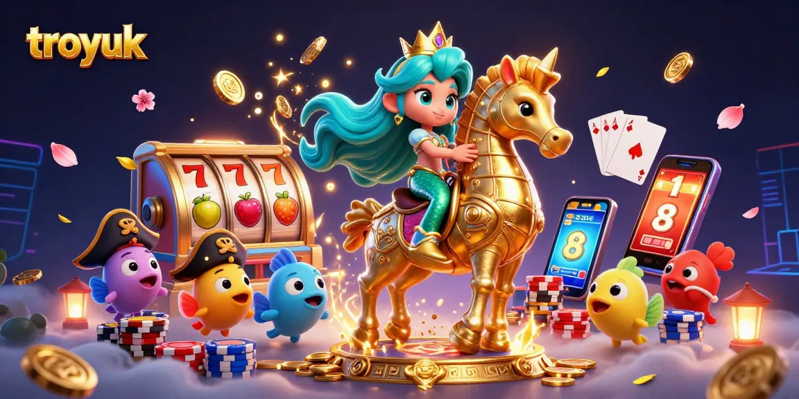 Engage with slots at troyuk while supporting a colorful 3D mermaid princess and friends.