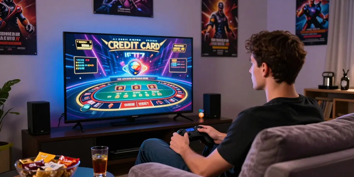 Exciting scene at credit card casinos with a player engaging in a vibrant gaming environment.