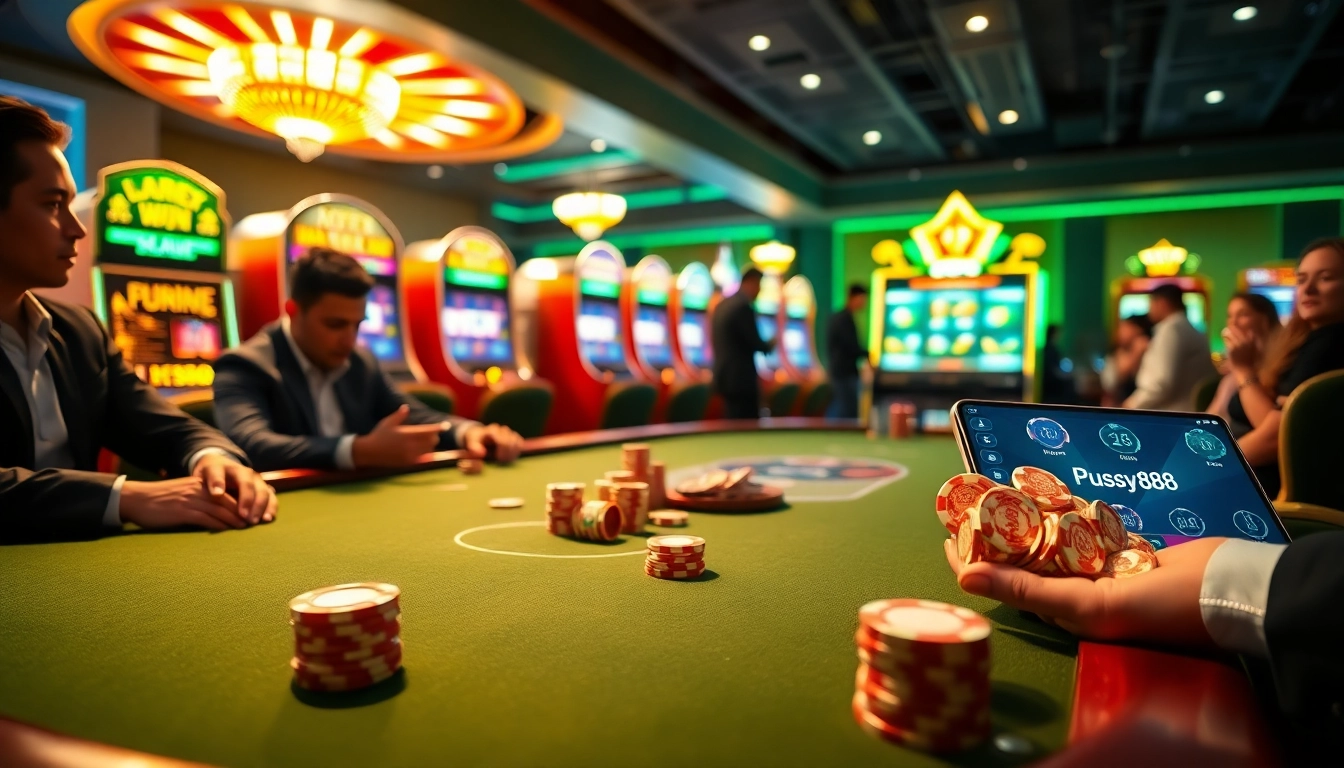 Experience the thrill of gambling with the pussy888 apk on vibrant casino tables.