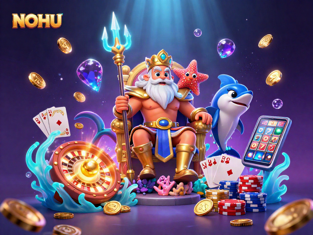Engage with NOHU’s thrilling casino adventure under the sea featuring Neptune and sparkling treasures.