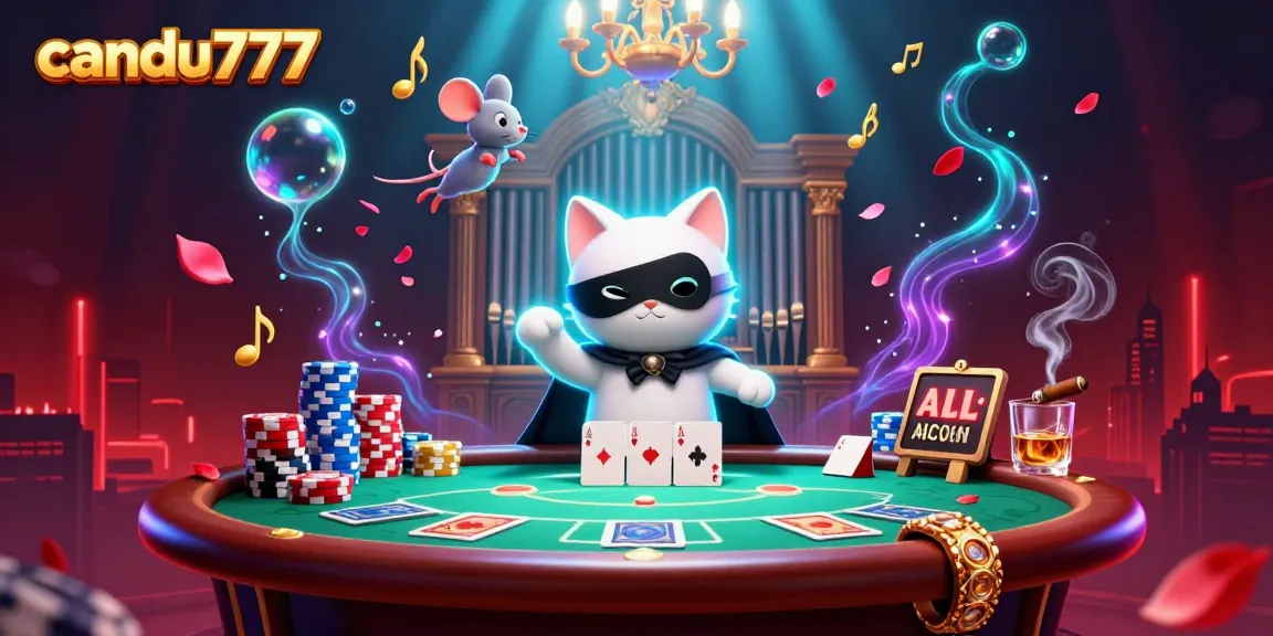 Candu777 brings exhilarating gaming experience at the casino with vibrant characters and poker action.