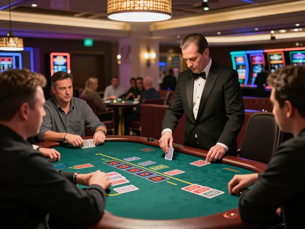Players enjoying an exciting game of blackjack at BL555 live casino table, vibrant atmosphere and luxury setting.