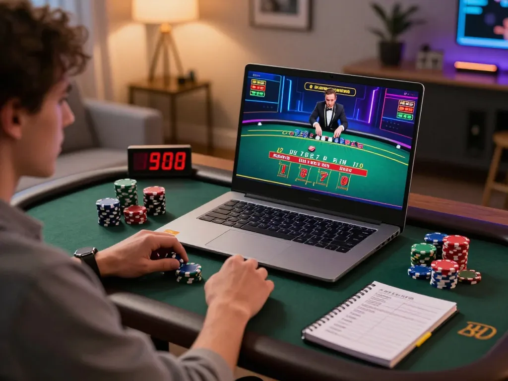 Player engaging in live dealer blackjack at GG88 online casino, emphasizing strategic gameplay.