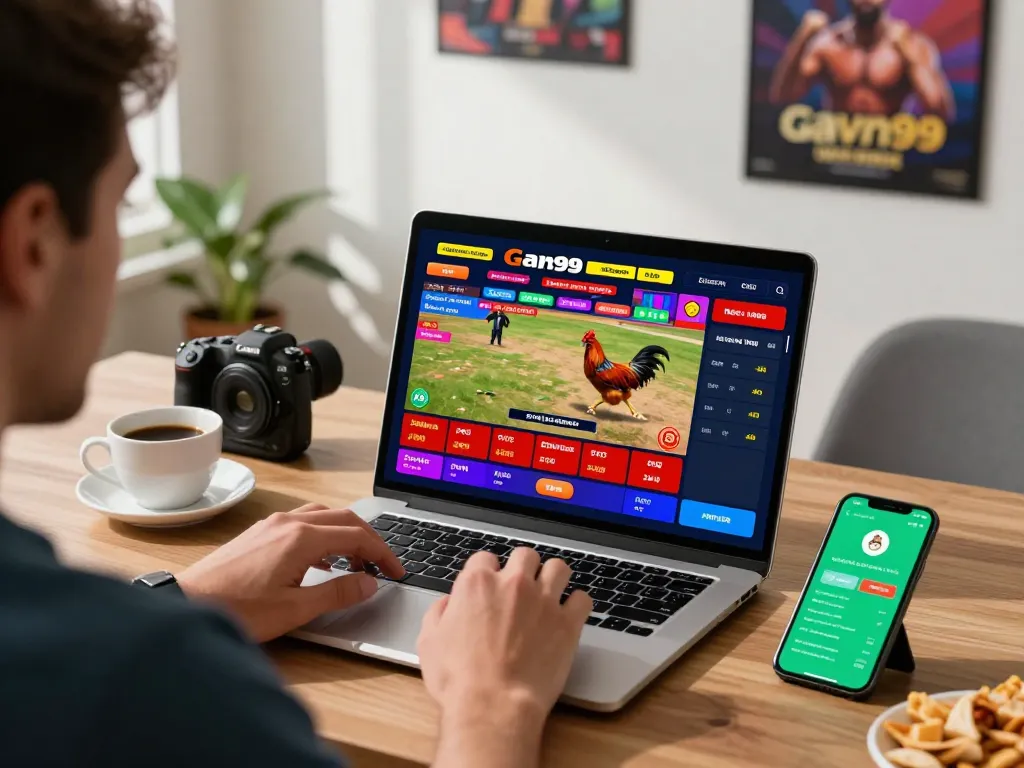Player engaging in exciting Gavn99 live betting experience at home.